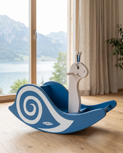 Schaukelschnecke Lake Edition im Kinderzimmer (KI-generiertes Stimmungsbild)